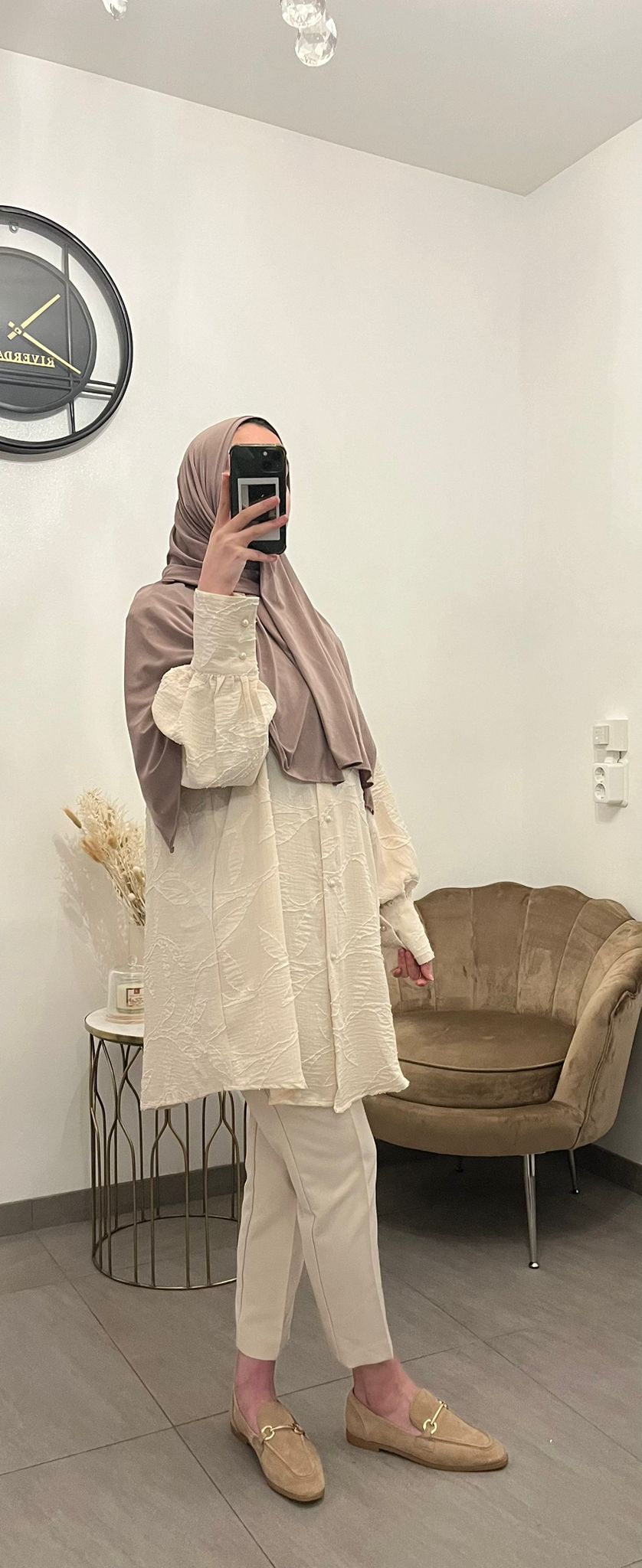 Blouse bloemen beige