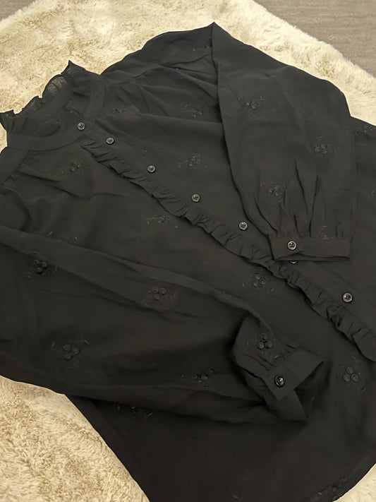 Zwarte blouse met franjes