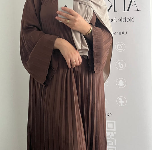 Plisse jurk brown