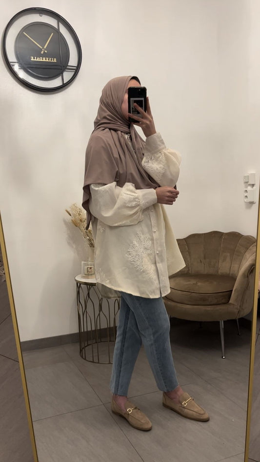 Parel blouse crème