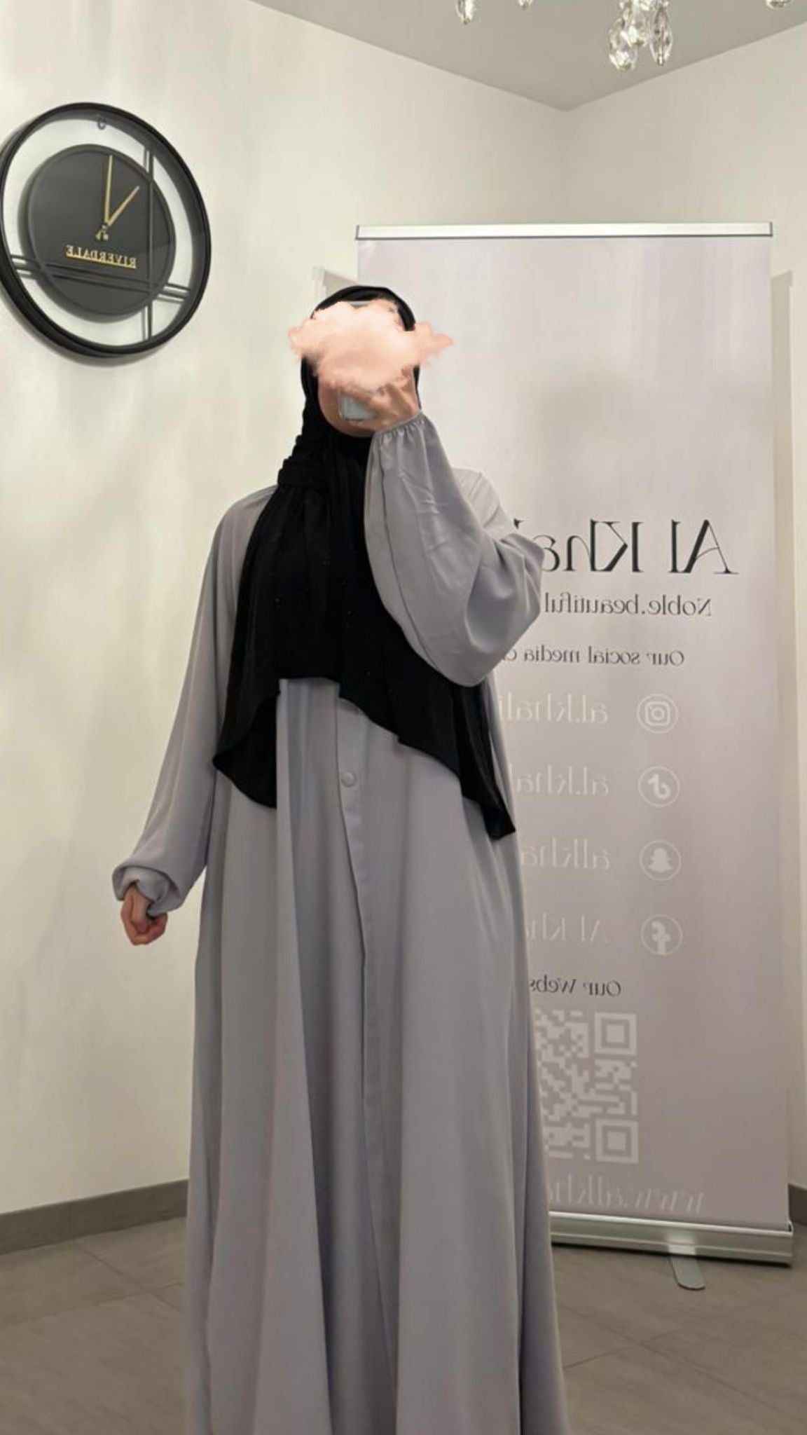 Abaya pofmouw lichtgrijs