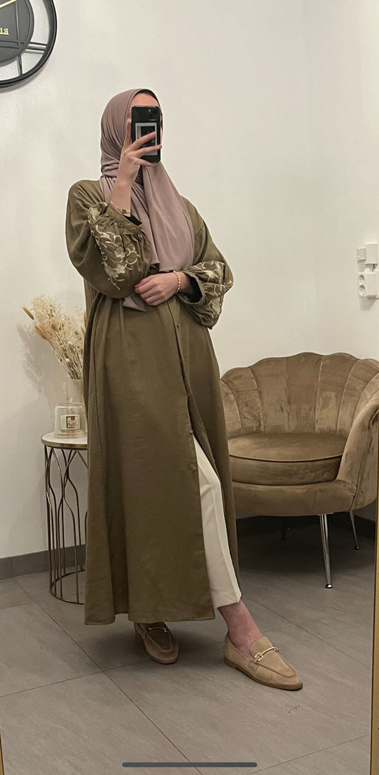 Groene jurk borduursel mouwen